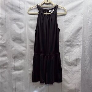 White House Black Market WHBM Black Pleated Halter Sleeveless Shorts Romper
